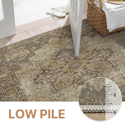 GENIMO Area Rug Machine Washable Vintage Bohemian Print