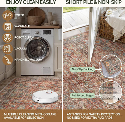 GENIMO Machine Washable Rugs Non Slip Carpet with Gripper AR1005