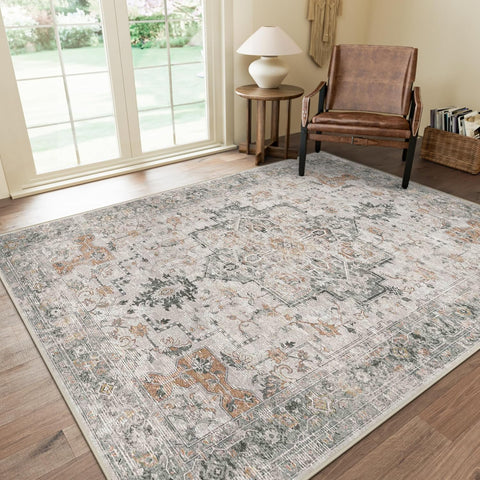 GENIMO Machine Washable Rugs Non Slip Carpet with Gripper AR1005