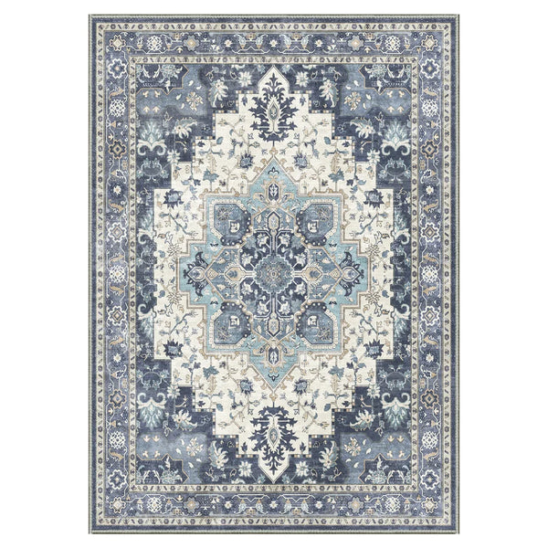 Daria Washable Vintage Persian Tribal Dark Blue Rug