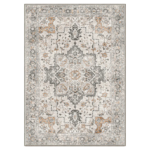 Daria Washable Vintage Persian Tribal Light Taupe Rug