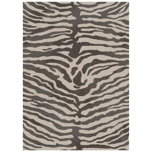 Zeno Washable Morden Zebra Print Ivory Rug