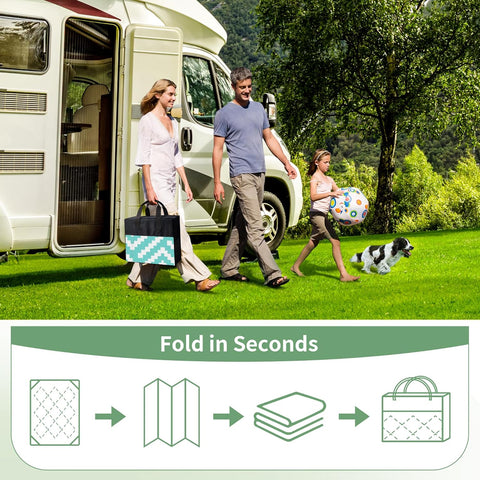 GENIMO Rhombic Printed Double Sided Waterproof Outdoor Rug Green