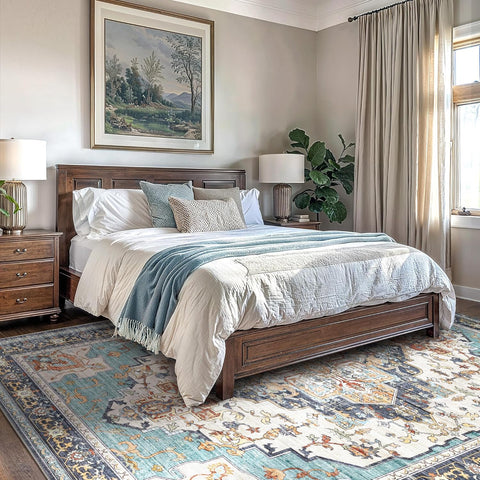 GENIMO Non Slip Machine Washable Classic Symmetrical Floral Area Rug