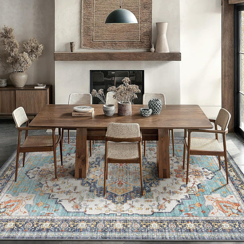 GENIMO Non Slip Machine Washable Classic Symmetrical Floral Area Rug