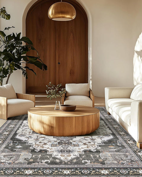 GENIMO Non Slip Machine Washable Classic Symmetrical Floral Area Rug