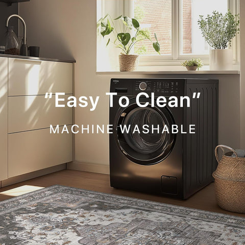 GENIMO Non Slip Machine Washable Classic Symmetrical Floral Area Rug