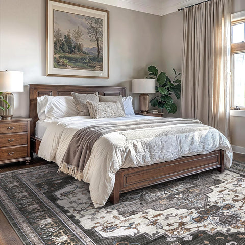 GENIMO Non Slip Machine Washable Classic Symmetrical Floral Area Rug