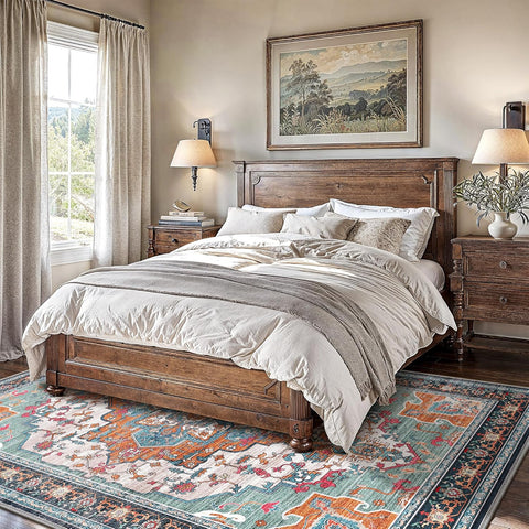 GENIMO Non Slip Machine Washable Classic Symmetrical Floral Area Rug