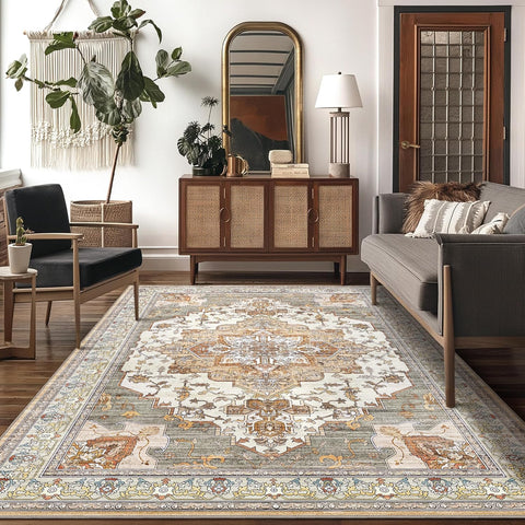 GENIMO Non Slip Machine Washable Classic Symmetrical Floral Area Rug