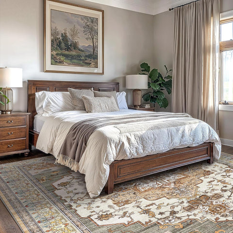 GENIMO Non Slip Machine Washable Classic Symmetrical Floral Area Rug
