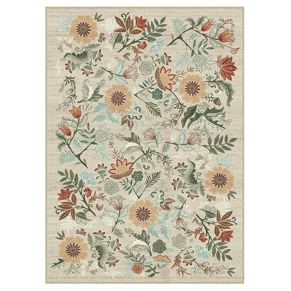 Liora Washable Modern Forest Floral Beige Rug
