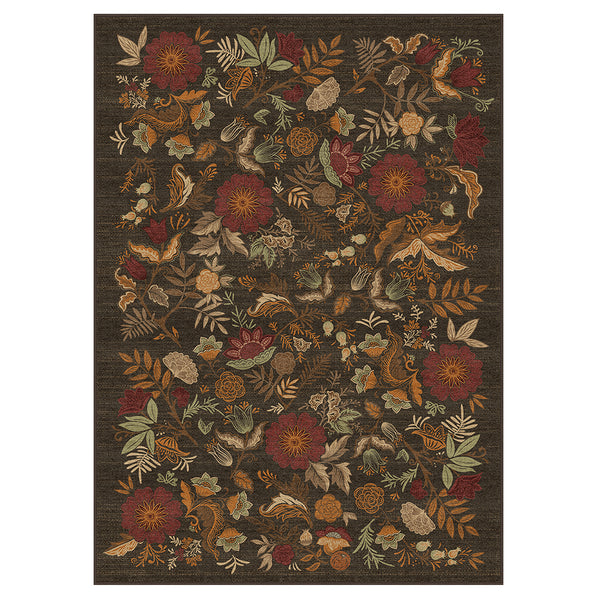 Liora Washable Modern Forest Floral Brown Rug