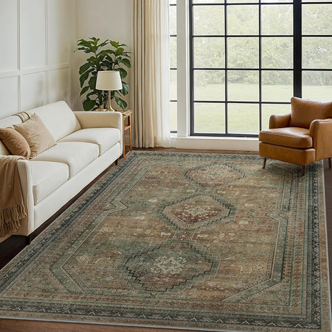 GENIMO Machine Washable Rugs Non Slip Carpet with Gripper, Gray