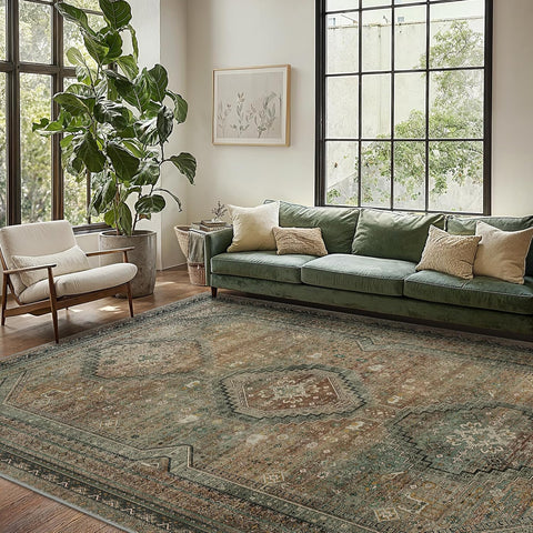 GENIMO Machine Washable Rugs Non Slip Carpet with Gripper, Gray