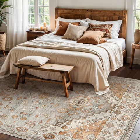 GENIMO Washable Low Pile Bohemian Mandala Breath Area Rug