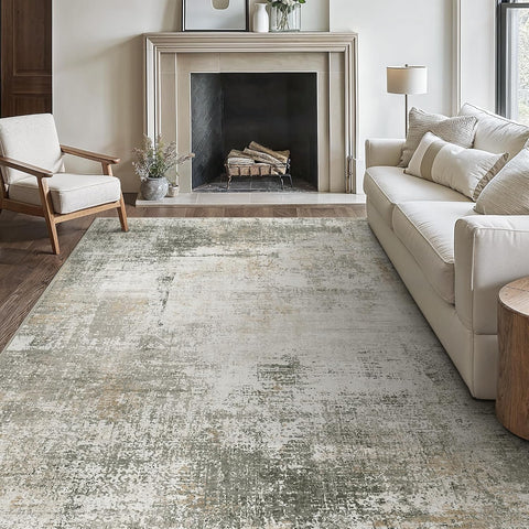 GENIMO Modern Abstract Textured Machine Washable Area Rug Gray