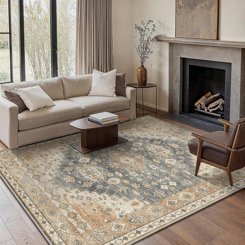 GENIMO Classic Medallion Area Rug Washable Low Pile Durable