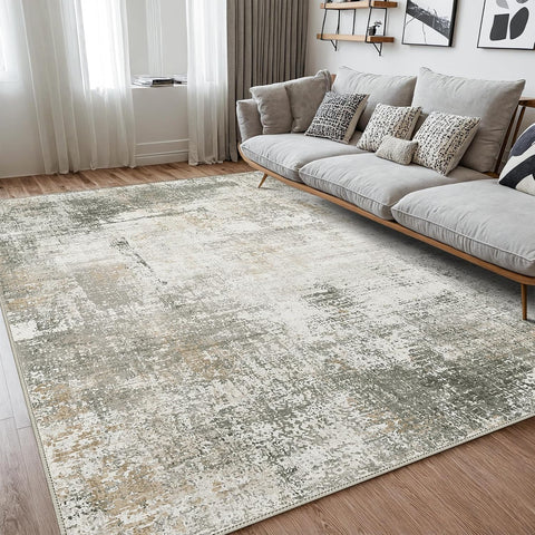 GENIMO Modern Abstract Textured Machine Washable Area Rug Gray