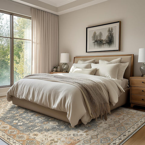 GENIMO Classic Medallion Area Rug Washable Low Pile Durable