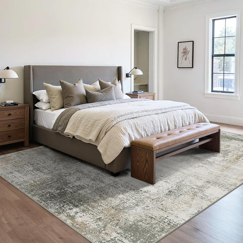 GENIMO Modern Abstract Textured Machine Washable Area Rug Gray