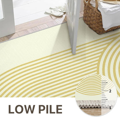 GENIMO Modern Minimalist Oval Line Printed Non-Slip Area Rug