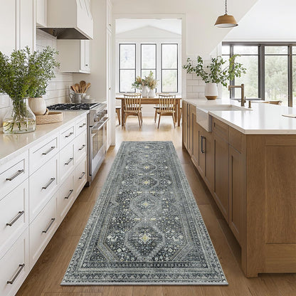 GENIMO Machine Washable Runner Rug Non Slip Carpet with Gripper