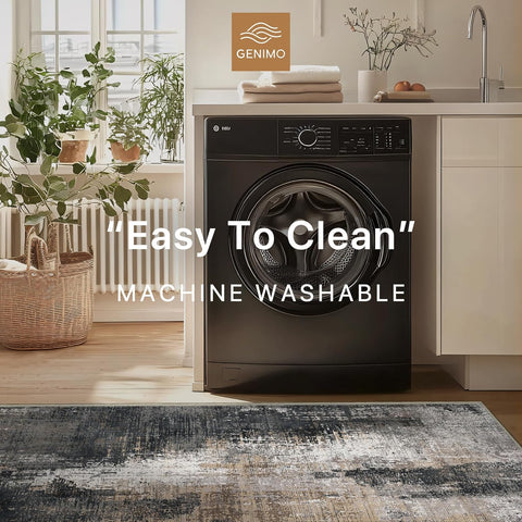 GENIMO Washable Area Rug Modern Black Urban Mist