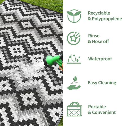 GENIMO Diamond Geometric Print Double Sided Waterproof Outdoor Rug