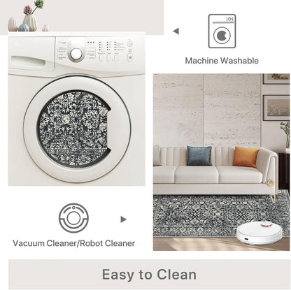 GENIMO Flourishing Floral Print Machine Washable Area Rug