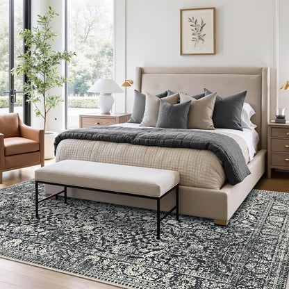 GENIMO Flourishing Floral Print Machine Washable Area Rug