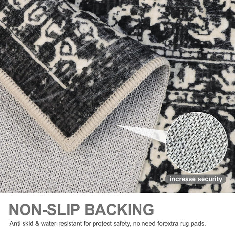 GENIMO Flourishing Floral Print Machine Washable Area Rug