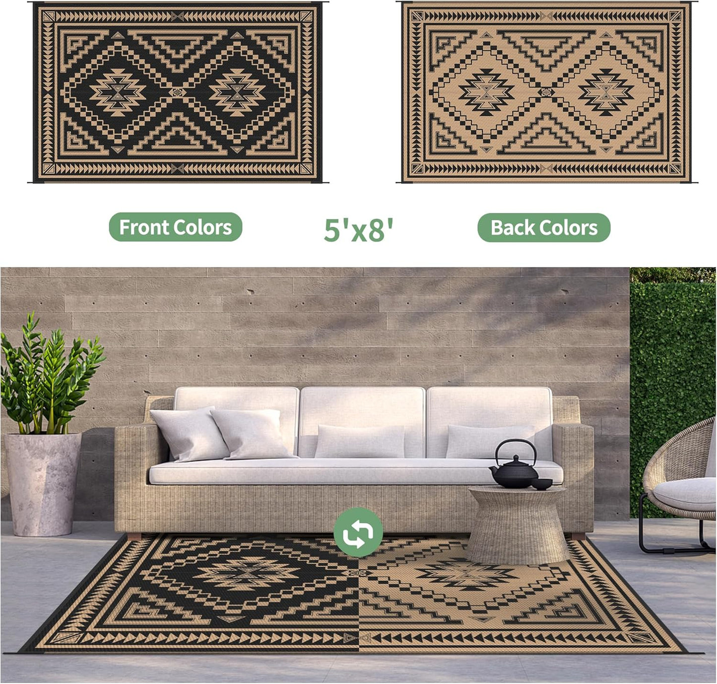 GENIMO Wave Diamond Geometric Waterproof Outdoor Rug