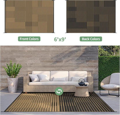 GENIMO Simple Patchwork Stripe Print Double Sided Waterproof Outdoor Rug