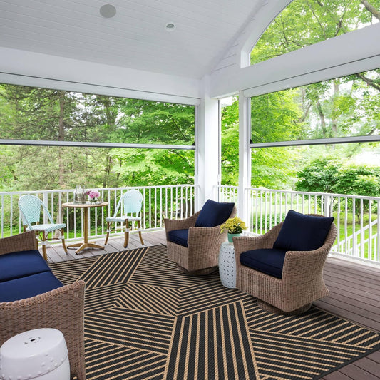 GENIMO Cross Stripe Design Waterproof Outdoor Rug