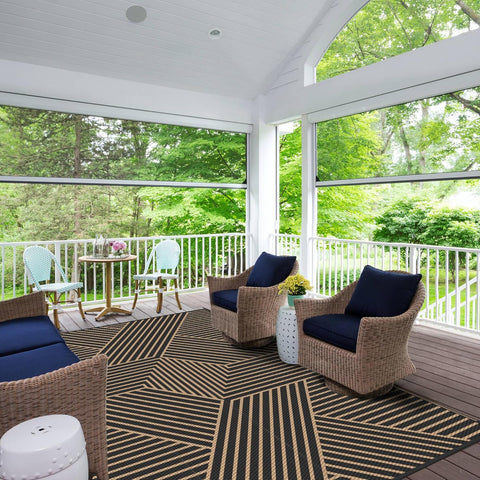 GENIMO Cross Stripe Design Waterproof Outdoor Rug