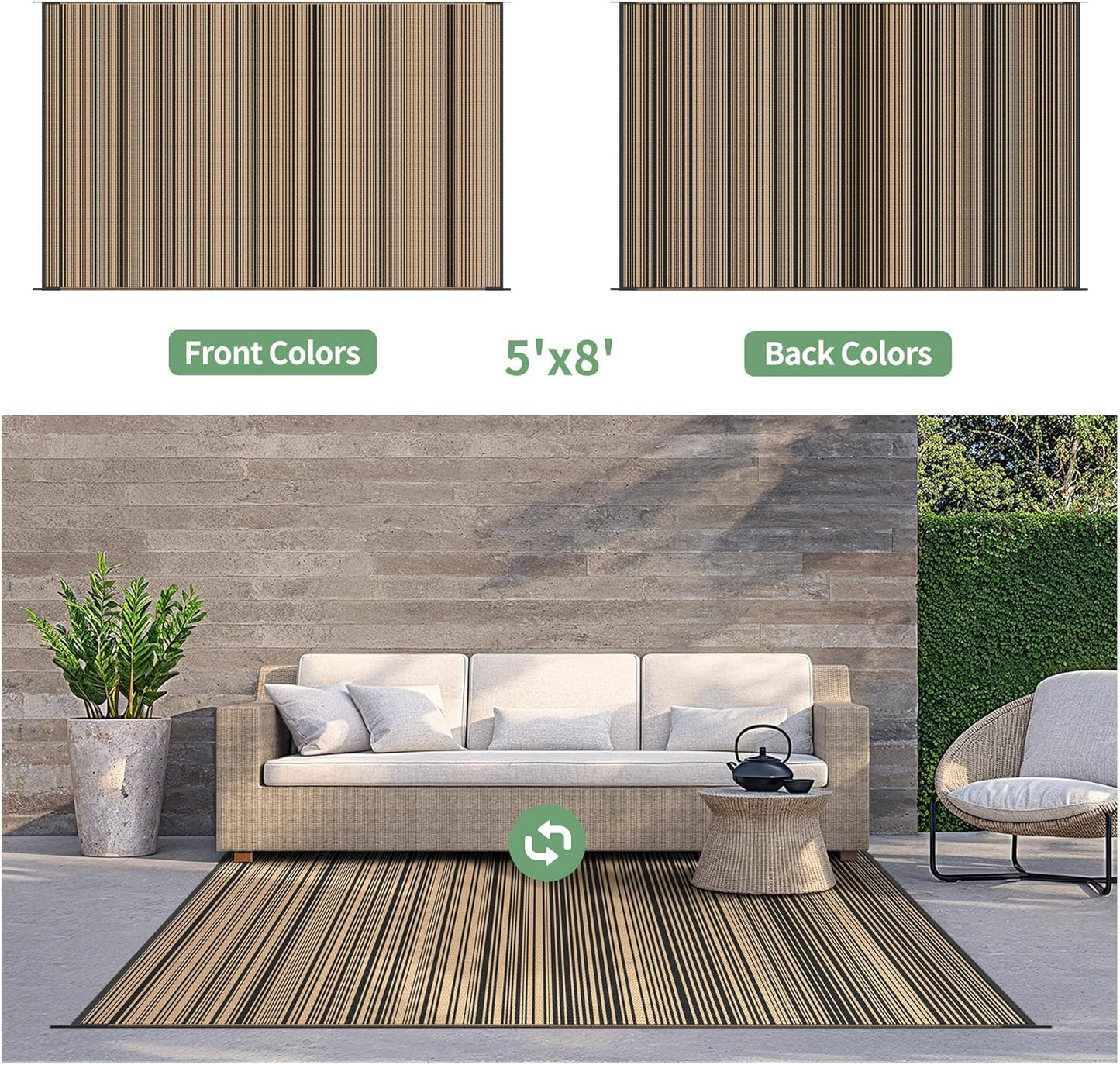 GENIMO Simple Striped Waterproof Outdoor Rug
