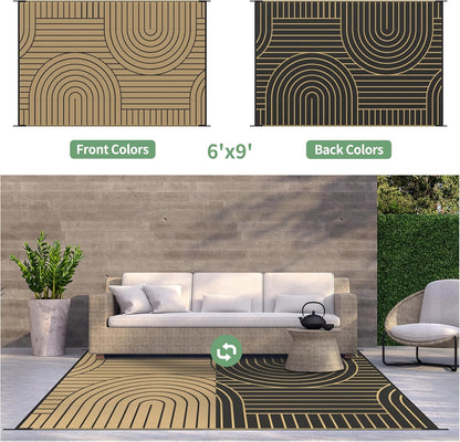 GENIMO Oval Stripe Double Sided Waterproof Outdoor Rug