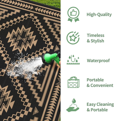 GENIMO Wave Diamond Geometric Waterproof Outdoor Rug