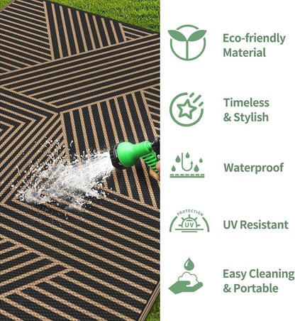 GENIMO Cross Stripe Design Waterproof Outdoor Rug