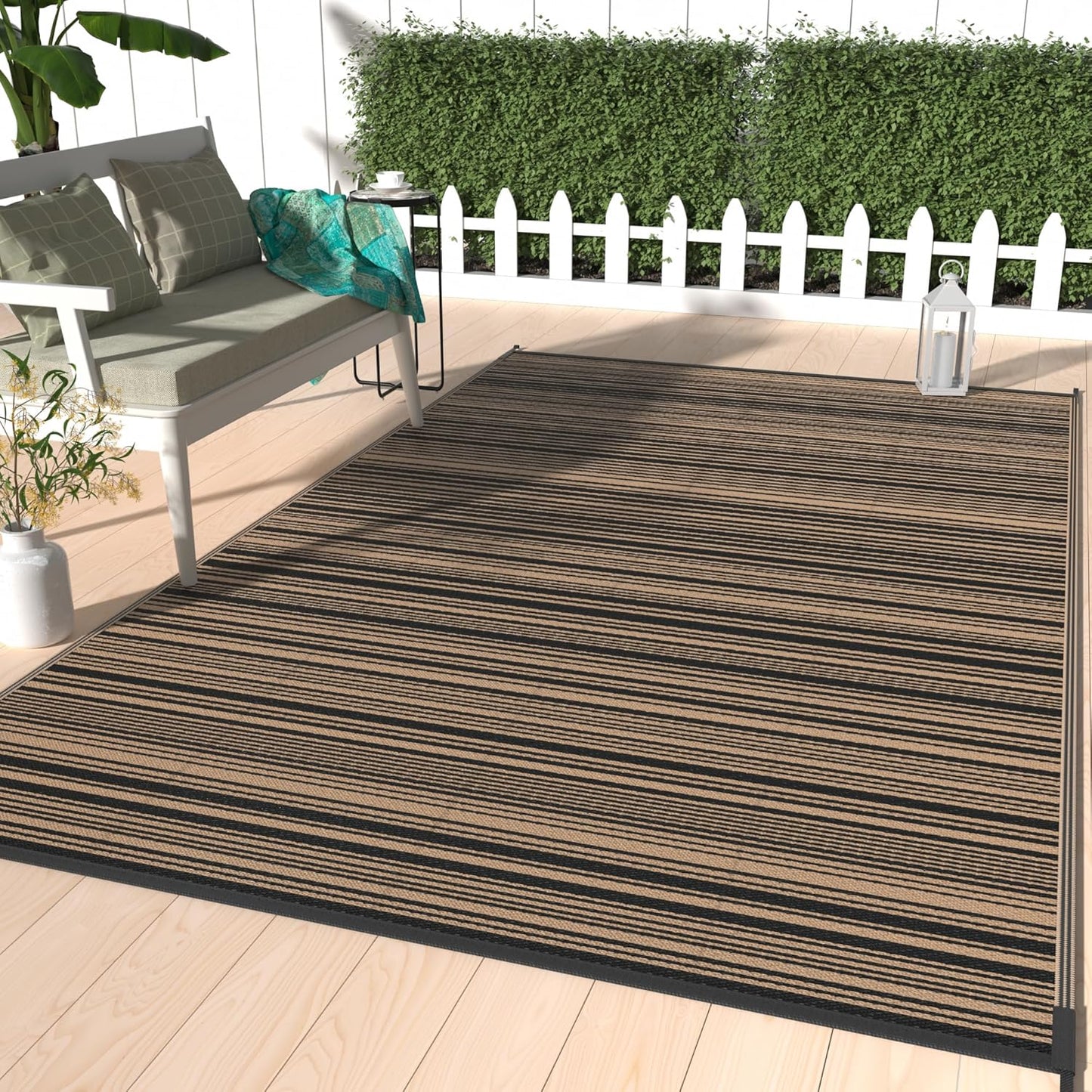 GENIMO Simple Striped Waterproof Outdoor Rug
