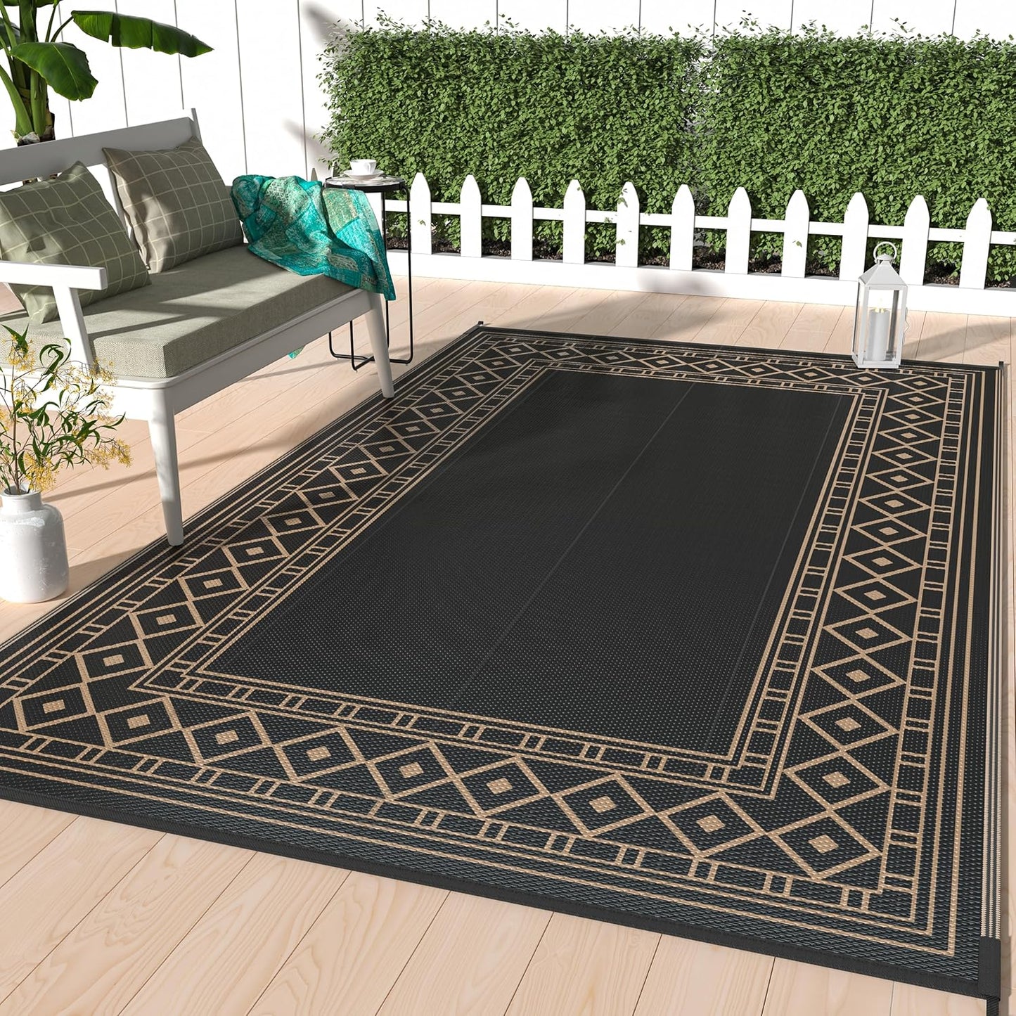 GENIMO Bohemian Style Waterproof Outdoor Rug Beige