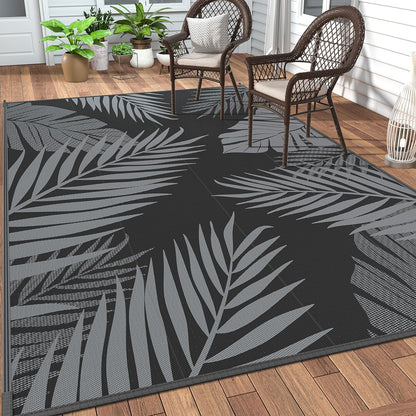 GENIMO Outdoor Rug Waterproof for Patios Clearance Black