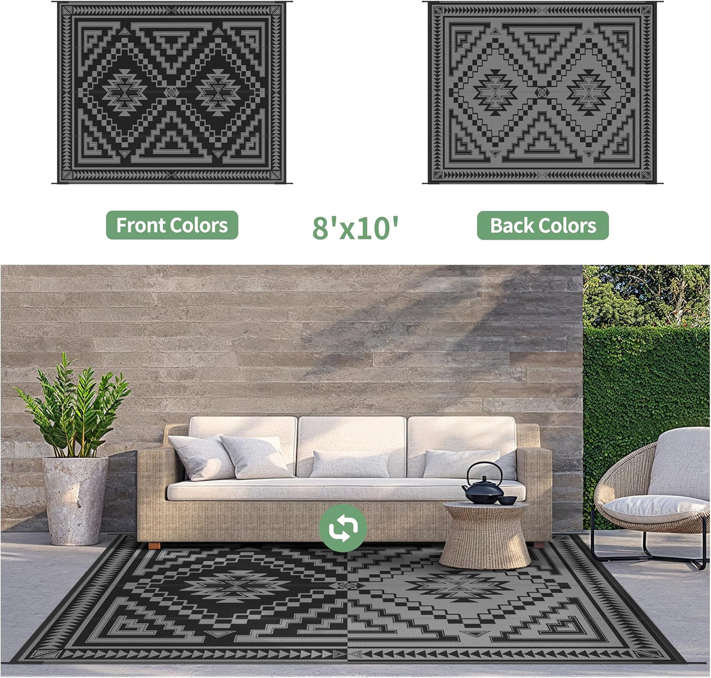 GENIMO Wave Diamond Geometric Waterproof Outdoor Rug