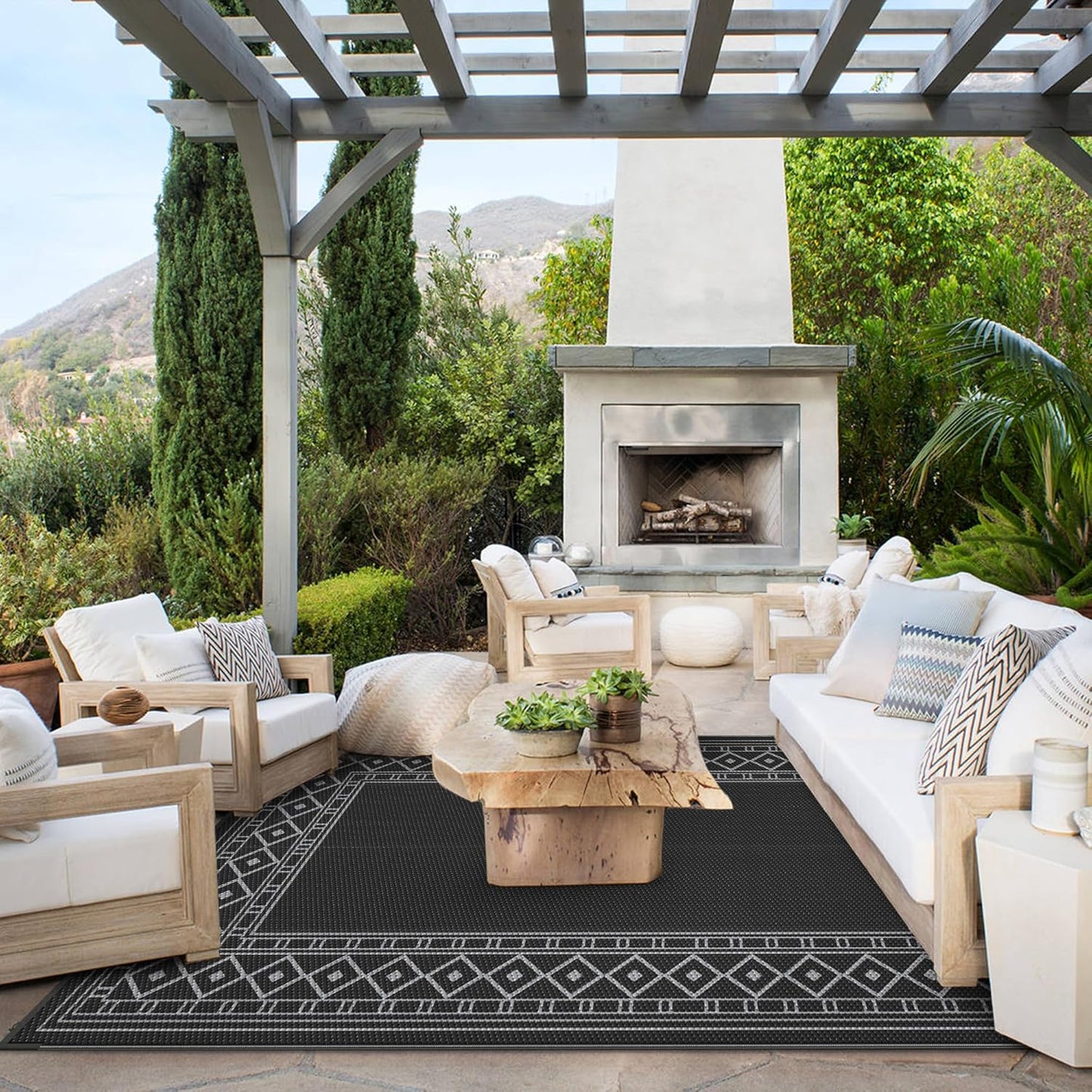 GENIMO Bohemian Style Waterproof Outdoor Rug Beige