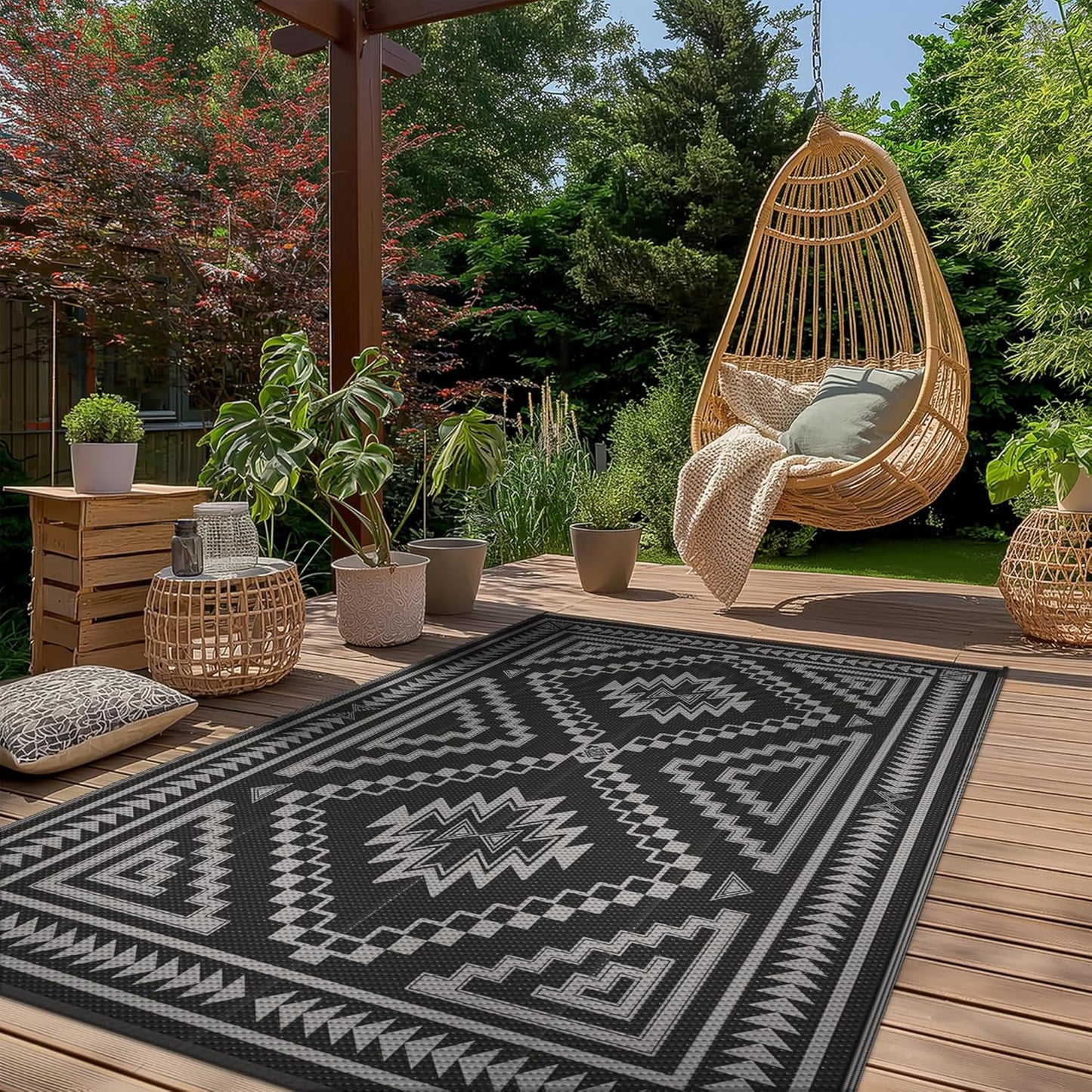 GENIMO Wave Diamond Geometric Waterproof Outdoor Rug