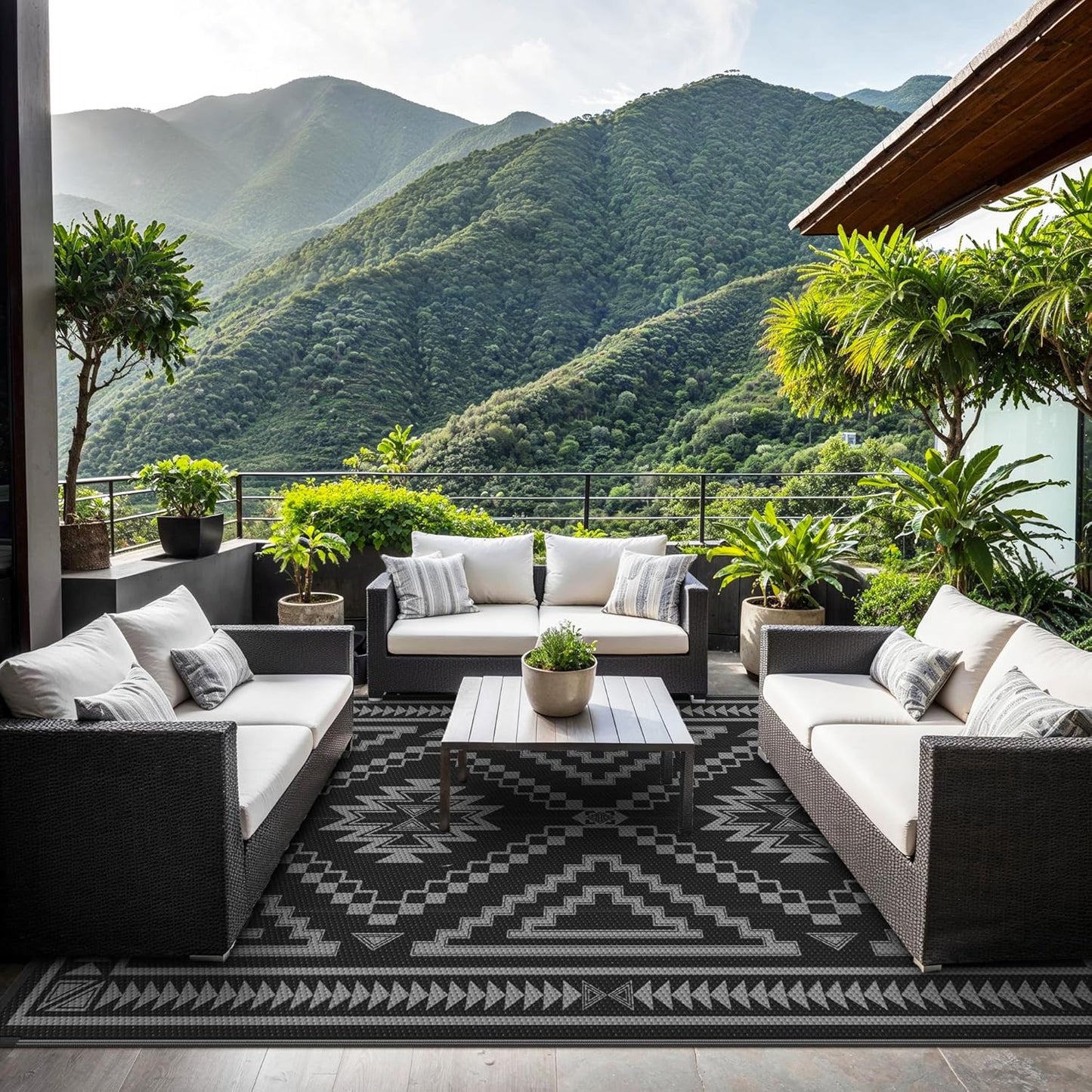 GENIMO Wave Diamond Geometric Waterproof Outdoor Rug
