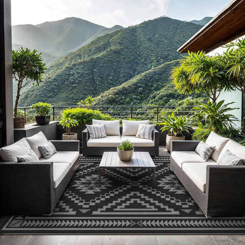 GENIMO Wave Diamond Geometric Waterproof Outdoor Rug