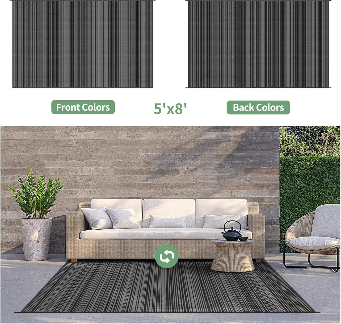 GENIMO Simple Striped Waterproof Outdoor Rug