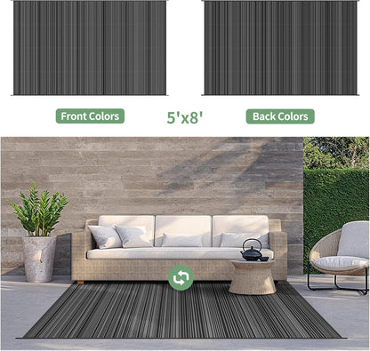 GENIMO Simple Striped Waterproof Outdoor Rug